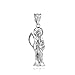 .925 Sterling Silver Nuestra Señora de la Santa Muerte Our Lady of the Holy Death Catholic Pendant Necklace - Choice of Chain Length or Charm Only
