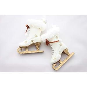 Decoris glas schaats decoratie Bauble 8 cm Set van 2