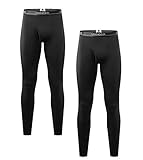 LAPASA Men’s Thermal Underwear Pants Fleece Lined Long Johns Leggings Base Layer Bottoms 2 Pack M10