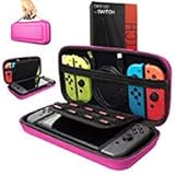 Orzly Carry Case Compatible With Nintendo Switch - PINK Protective Hard Portable Travel Carry Case Shell Pouch for Nintendo Switch Console & Accessories