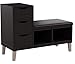 Baxton Studio Arielle Modern Contemporary Wood 3 Drawer Shoe Storage Padded Leatherette Seating Bench with Two Open Shelves, Dark Brown
