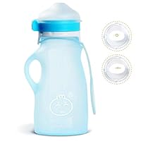 Sippy Cup Little Dimsum Transition Silicone Cup Soft Spill Proof Cup Non Spill for Toddlers Kids Blue 9 oz 1 pk (Blue)