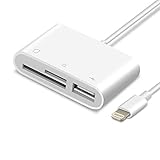 FA-STAR SD Card Reader, Digital Camera Reader Adapter Cable, USB Camera Adapter, SD/TF Card Reader, Trail Game Camera Viewer Compatible with iPhone/iPad, No App Required, Plug and Play -White