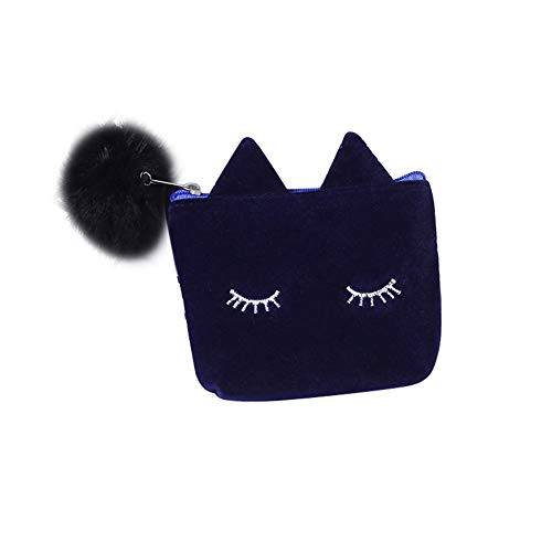 WillowswayW Portable Cute Cat Shape Pompom Flush Coin Purse Women Wallet Pouch Gift