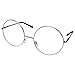 grinderPUNCH - Non-Prescription Round Circle Frame Clear Lens Glasses Large Silver