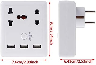 DeemoShop Smart Home European Plug LED Copper Wall Socket with 3 USB Ports Universal Travel Adapter Outlet Panel