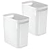 mDesign Plastic Slim Large 2.5 Gallon Trash Can Wastebasket, Classic Garbage Container Recycle Bin for Bathroom, Bedroom, Kitchen, Home Office, Outdoor Waste, Recycling, Aura Collection, 2 Pack, White