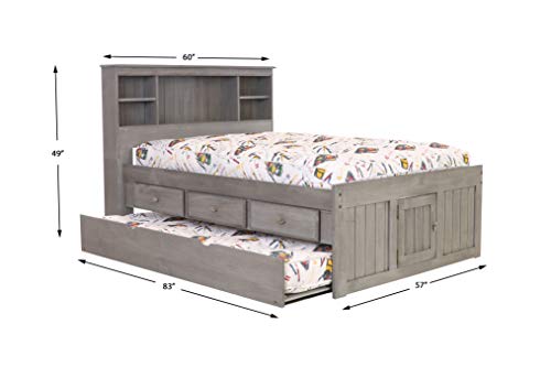 Discovery World Furniture Charcoal Full Bookcase Bed with 3 Drawers and Trundle