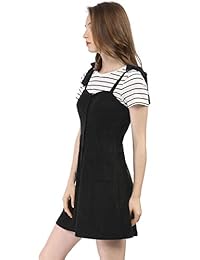 Allegra K - Mono para mujer de ante sintético con botones, corte corto