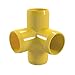 FORMUFIT 3/4” 4-Way Tee Furniture Grade PVC Fitting in Yellow, Made in USA, UV-Resistant, Impact-Proof, 1.050” Actual Socket Diameter (Pack of 8) - F0344WT-YE-8