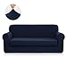 CHUN YI 2-Piece Stretch Polyester and Spandex Rhombus Jacquard Sofa Slipcovers Durable Soft Sofa Covers High Elastic Couch Cover Easy Fitted 3 Seats Couch Slipcover (Sofa, Dark Blue)