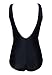 Zando Stylish Slimming Ruched Plus Size Tummy Control Swimwear V-neck Backless One Piece Swimsuit Bathingsuit for Women Black 3XL (US 16-18)