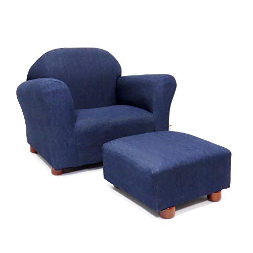 Keet Roundy Denim Children's Chair, Sofa and Ottoman Set, Denim Blue, 33 pounds