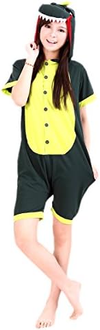 MiziHome His and Her Summer Costume Animal Cosplay Onesie, Green Dinosaur XL