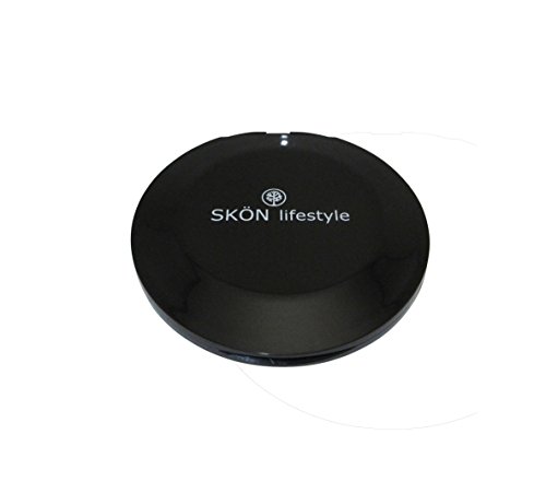 SKN lifestyle - Jessy, Perfect 7X/1X Travel Mirror - Large, Round 4 Inch Compact Glass Mirrors - 7X magnification and traditional 1X mirror, Full 180 degree opening, Easy open and close - Black