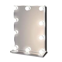 Waneway Hollywood Lighted Vanity Makeup Mirror with Bright LED Lights, Light-up Frameless Dressing Table Cosmetic Mirror with Dimmable Bulbs, Multiple Color Modes (Standard)