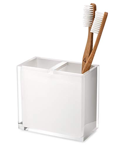 Essentra Home White and Transparent Toothbrush Holder from The Cristallino Collection