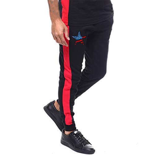 Simayixx Sport Pants American Flag Athletic Running Pant Light Jersey Sweatpants Teens Zip Joggers Gym Workout Track Suit Black