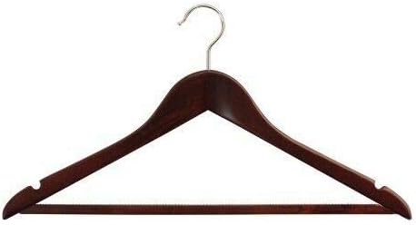 Hoesh International Mahogany and Natural Wooden Coat Clothes Hangers Skirt Top Trouser Notched 45cm Pack of 10