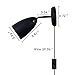 Black Plug in Wall Sconce Set of 2, Rotatable Modern Wall Lamp with ON/Off Switch Cord for Bedroom Living Room, Black Plug-in Hardwired Wall Lamp with On/Off Switch Cord for Indoor Living Room