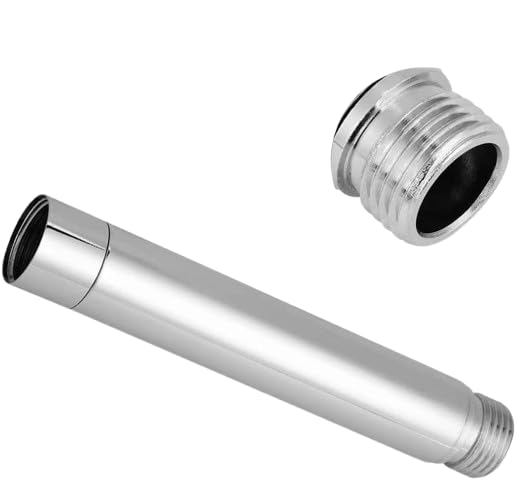 Roberee Stainless Steel Shower Extension Tube, 4 Inch Straight Shower Extension Tube G1/2 Thread Chrome Plating Shower Head Extension Arm,for Shower Head Handheld Shower Extender Bathroom Accessories