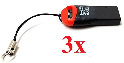 [3 Pack] eTECH Collection USB2.0 MicroSD / MicroSDHC / MicroSDXC Card Reader / Writer -- support SanDisk Kingston 4GB / 8GB / 16GB / 32GB UHS-I Micro SD HC , Ultra / Extreme Speed (MicroSDHC)