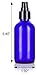 JUVITUS 4 oz / 120 ml Cobalt Blue Glass Boston Round Bottle with Black Treatment Pump (6 Pack) + Funnel
