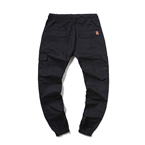 LISTHA Zipper Pocket Sports Pants Mens Personal Elastic Smallfoot Trousers D Black
