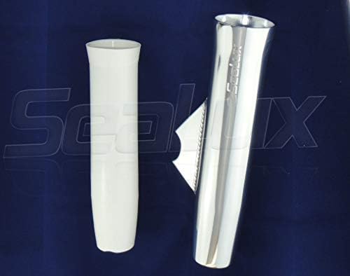 SeaLux Marine Aluminum T-Top Tower Flare Weld-On Rocket Launcher Rod Holder 10" L x 1-7/8"ID, with Coped Blade, for 1-1/2" Dia. Rail