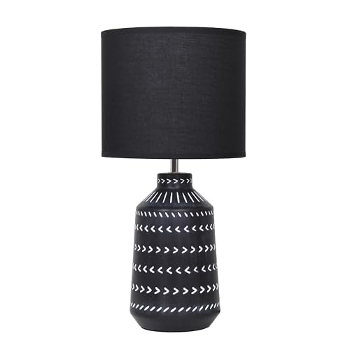 Simple Designs LT1166-BLK 16.93" Glow & Flow Boho Patterned Ceramic Table Lamp,…