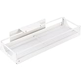 Under Sink Organizer Sliding Storage Rack for Kitchen & Bathroom, Space-Saving Pull-Out Storage for Bottles, Spices, Cleaning Supplies Adjustable Under Cabinet Organizer Durable Metal Shelf, White