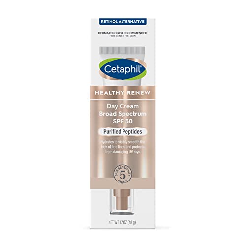 CETAPHIL HEALTHY RENEW MOISTURIZING DAY CREAM 1.7 OZ, DAILY MOISTURIZER WITH SPF 30, SKIN TIGHTENING ANTI WRINKLE CREAM FOR FACE WITH PEPTIDES, FRAGRANCE FREE, RETINOL ALTERNATIVE FOR SENSITIVE SKIN