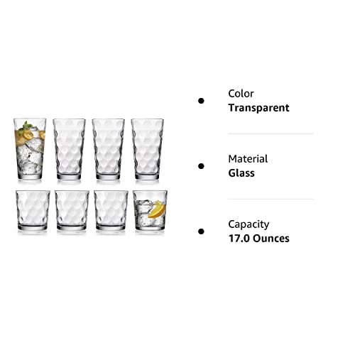 Home Essentials & Beyond Glassware Drinking Glasses Set Of 8 4 Highball ...