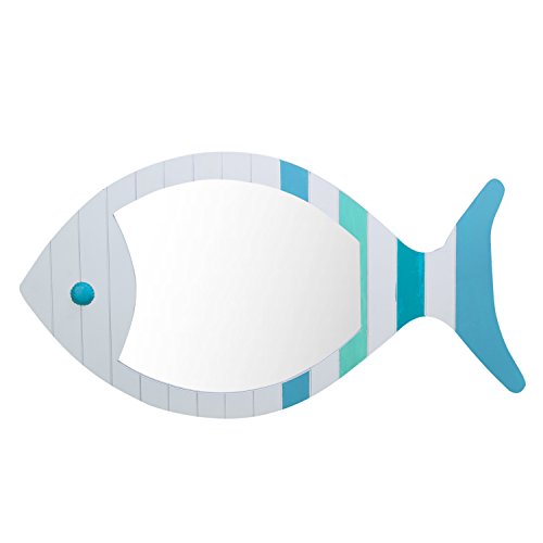 Beachcombers coastal wood slat fish shaped wall mirror …