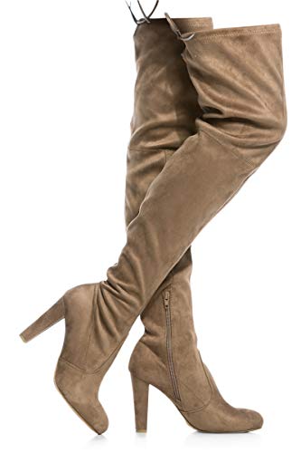 Womens-Over-The-Knee-Boots-Sexy-Drawstring-Stretchy-Pull-on-Comfortable-Block-Heel