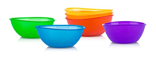 Nuby 4-Pack Embossed Bowls, Colors May Vary