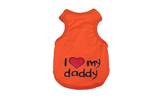 Cotton Summer â€˜I Love My Daddyâ€™ T-Shirt for Dogs Dog Vest Dog Apparel (XL, Orange)