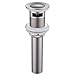 Angle Simple Bathroom Sink Drain with Overflow, Brass Pop Up Sink Drain Stopper Brushed Nickel