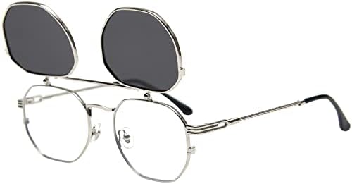 Amazon.com: PASTL Flip Up Sunglasses Clear Lens Glasses Round