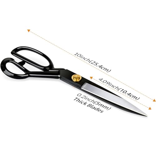 Fabric Scissors Professional 10 inch Heavy Duty Scissors for Leather Sewing shears for Tailoring Industrial Strength High Carbon Steel Tailor Shears Sharp for Home Office Artists Dressmakers