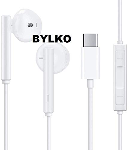 BYLKO® USB Type C Headphones, in-Ear Type C Earbuds with Mic, Noise Cancelling Earphones for Oneplus 8 8pro 7 7T 7pro 6,