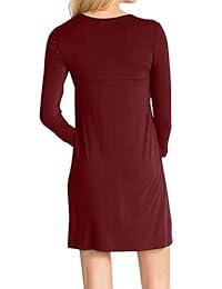 AMCLOS - Vestido para mujer con bolsillos oscilantes simples y lisos con volantes