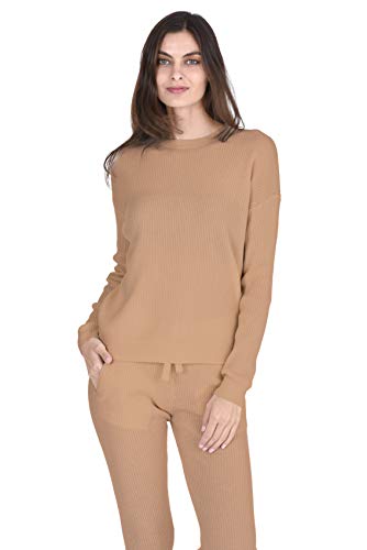 State Cashmere Women's 100% Pure Cashmere Knitted Loungewear Crewneck Pullover Sweater (Sweater/Cammello, X-Large) - Thumbnail 7