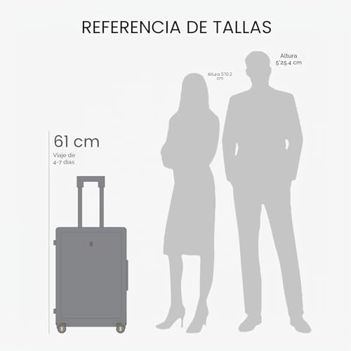 LEVEL8 Hard Shell Travel Suitcases 4 Wheels Trolley 66cm 100% PC Suitcase with Microdiamond Texture Design Hand Luggage with TSA Lock, 66x44.5x26.5cm, 67.9L, Black