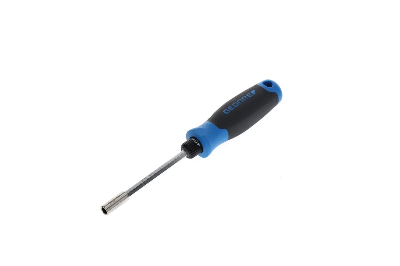 GEDORE Ratchet screwdriver, Magnetic bit holder, 1/4" 6.3 mm hex, Screwdriver, 2-component handle, 225 mm, 2675