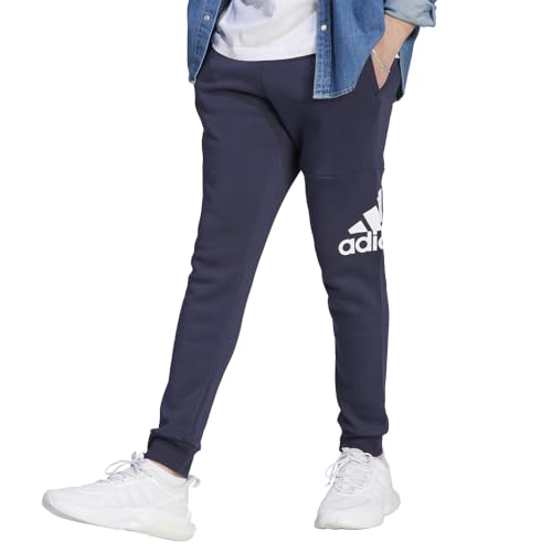 Adidas Mens Essentials Fleece Tapered Cuffed Big Logo Pants, Ink, XX-Large, Tal…