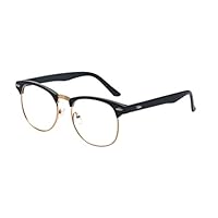 Outray Vintage Retro Classic Half Frame Horn Rimmed Clear Lens Glasses for Men Women 2135c1 Black/Gold