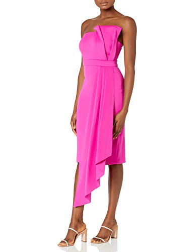 Eliza J Strapless Cocktail Dress with Asymetrical Detail Robe, Fuchsia, 46 Femme