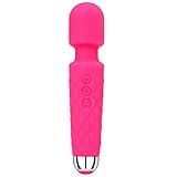 Handheld Vibrator Massager, Cordless Massage for Neck and Back with 20 Modes and 8 Power Speeds, Wireless Rechargeable Waterproof Silicone Massager - Pink