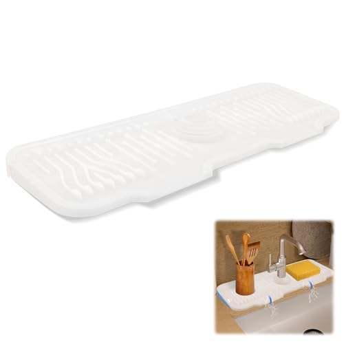 Photo 1 of Sink Faucet Mat Splash Guard, Silicone Faucet Draining Mat for Kitchen Sink, 17" x 6" Cuttable Faucet Water Catcher Mat- Multipurpose Splash Guard for Kitchen Sink Area & Bathroom Countertop